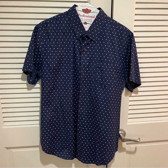 Obey Other - Mens M, OBEY Blue Polka Dot Button Down SS